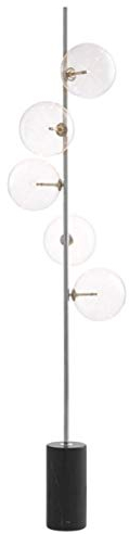 Casa Padrino Luxus Halogen Stehleuchte Silber/Schwarz Ø 44 x H. 190 cm - Energiesparlampe mit edlem Marmorfuß