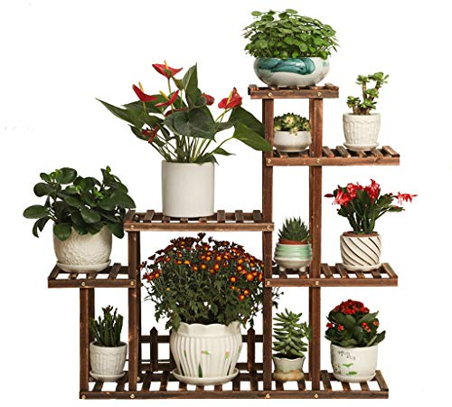 Blumentreppe Blumenregal Pflanzentreppe aus Holz Blumenständer für Innen Außen Garten Balkon Wohnzimmer Pflanzenregal Aussen Draußen Leiterregal Dekoratives Fenster,100×25×90CM