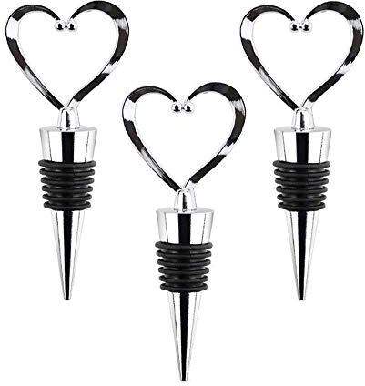 Kostoo 3 Stück Edelstahl Herzform Wein- und Getränkeverschluss für Bar, Urlaub, Party, Hochzeit