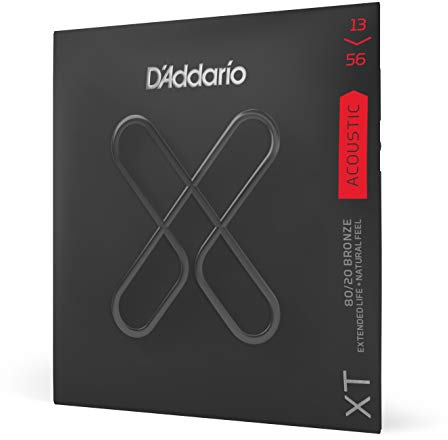 D'Addario Cordes Guitare Acoustique Enduites | Corde Guitare Folk | XTABR1356 | Cordes XT pour guitare acoustique| Bronze 80/20 | Medium 13-56