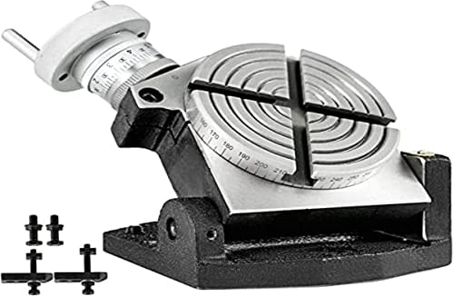 BestEquip Mesa de Trabajo Rotativa Horizontal y Vertical, 100 mm Mesa Giratoria para Fresadoras con 4 Ranuras, 70 y 15 mm Fresadora de Mesa de Trabajo Rotativa para Perforar, Fresar o Cortar en Taller