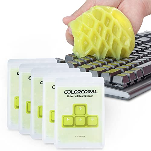 COLORCORAL Keyboard Cleaner Cleaning Gel Car Laptop Cleaner Keyboard Cleaning Dust Cleaner for Clean Keyboard PC Tablet Computer Car Air Vents(Yellow 5Pack)