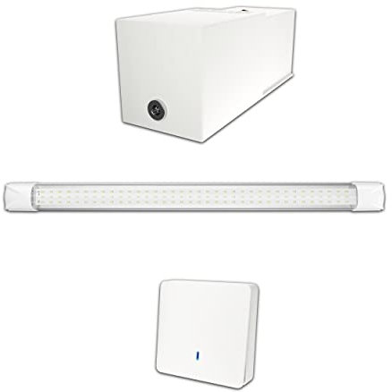 Éclairage led puissant sans fil sur batterie rechargeable pour Garage, Box sous sol, Cave, local sans électricité - Lampe lumière autonome puissante 1100 lm, Prêt à poser et Sans Travaux -Autonomie 7h
