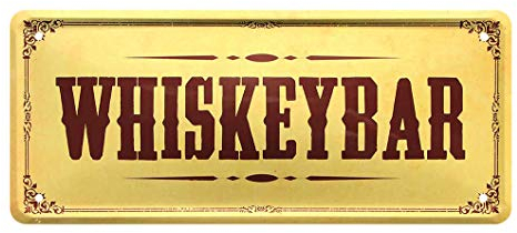 Blechschild Whiskeybar - Deko Schild Kneipe, Bar, Pub - Metallschild für Whiskey Genießer - Geschenk Beilage für Whisky Set - schottischer, amerikanischer, irischer Whisky - Western Deko - 28x12cm