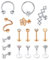 Rajnard 16Stk Tragus & Helix Piercing - Chirurgenstahl Silber & Rosegold Knorpel Ohrstecker & Ohrringe 16G CZ Barbell & Labret Monroe Schmuck fr Damen & Mnner