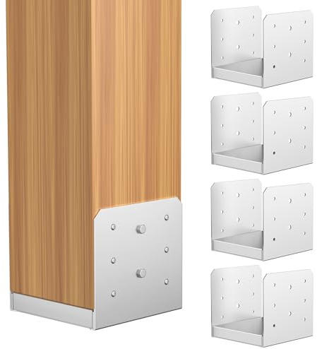 SPACEEUP Pfostensockel 5 Stück, verstellbarer Pfostensockel, Edelstahl, Beton, innen, 14 x 14 cm, Pfostenanker für Pavillon, Deck, Geländer, Stütze, dekorative Ankerplatte, 15,2 x 15,2 cm