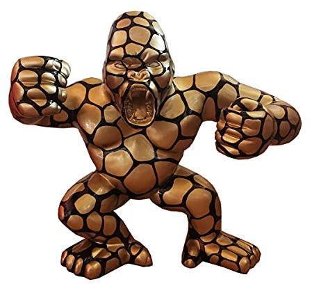 Casa Padrino Designer Deko Skulptur Gorilla Affe Gold/Schwarz 80 x 40 x H. 70 cm - Wetterbeständige Dekofigur - Garten Terrassen Deko