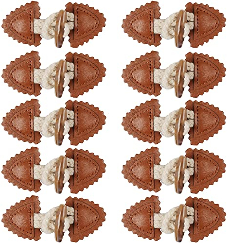 CENPEK 10 Paar Knöpfe zum Aufnähen mit Horn aus Kunstharz für Mantel, Kleidung und Jakcet-Braun