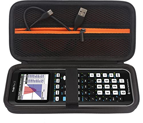 Elonbo Tragetasche für Texas Instruments TI-84 Plus CE/TI-84 Plus/TI-83 Plus CE/Casio fx-9750GII Farbgrafik-Rechner, Extra Netztasche für Ladekabel, Ladegerät, Handbuch, Schwarz