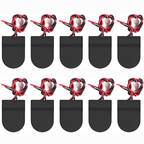 AEDIKO 10pcs CR2032 porta batteria 1x 3V Coin Cell Battery Socket Holder scatola di caso con cavo di piombo on-off interruttore (nero)