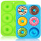 Walfos Silikon Donut Formen, 2 Stück Silikon Donut Backform Antihaft Donut Backblech für Kuchen Keks Bagels Muffins, Geeignet für Geschirrspüler, Backofen, Mikrowelle (6 Cup Regular Donut Pan)