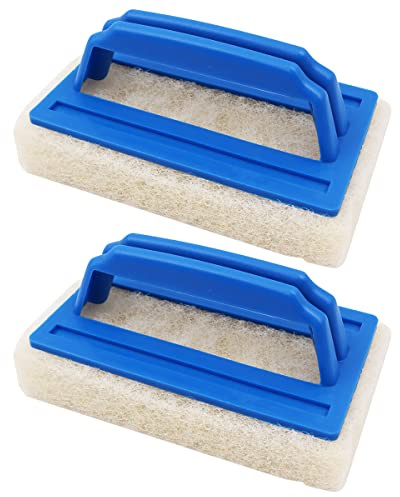 WANGCL 2 Pieces Pool Wall Brush Sponge Pool Scrubbing Brush Soft Hot Tub Cleaning Brush with Handle for Spas Swimming Pool Fish Tank