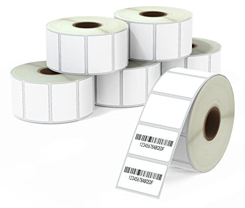 BETCKEY - 38mm x 25mm(1,5 in x 1 in) Perforierte Alle Zwecke/Adresse Thermoetiketten Kompatibel mit Zebra und weiteren Druckern [6 Rollen/7800 Etiketten]