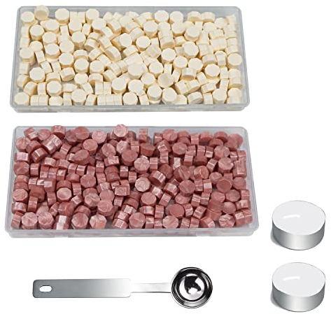 Wax Seal Beads, ANBOSE 200 PCS Milk White and 200 PCS Rose Gold Sealing Wax Beads for Wax Seal, Sealing Beads for Making Party Invitations