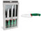 Sanelli 909604 Confezione Coltelli Chef 4 Pezzi & Premana Professional Coltello Santoku Olivato, Acciaio Inossidabile, Verde/Rosso