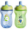 Tommee Tippee Sportee Water Bottle for Toddlers, Spill-Proof, Playful and Colorful Designs, Easy to Hold Design, 10oz, 12m+, 2 Count, Blue and Green