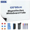 Topzora Magnetisches Whiteboard, 120 * 60cm, Selbstklebende Magnetfolie Weiß Mit 4 Markern, Schwamm & Magneten Für Schule, Büro, Haus