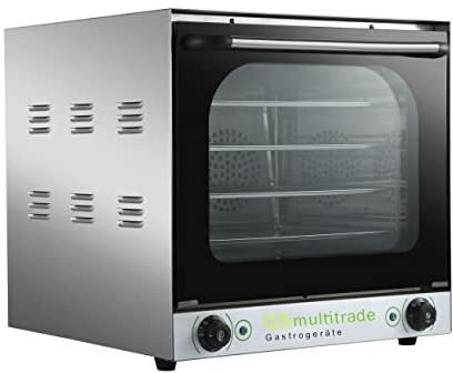 GS Multitrade Heißluftofen Backautomat Edelstahl 2600 Watt Konvektionsofen Temperatur 0-300 Grad Timer 4 Bleche