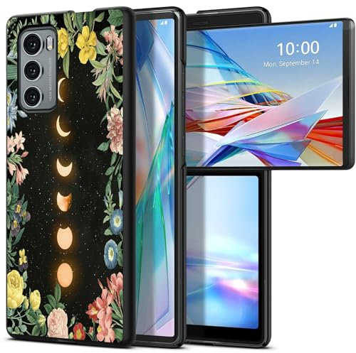 BWEGRHE Conçu pour LG Wing 5G, PC rigide fin avec motif lune fleur, coque antichoc pour téléphone portable LG Wing 5G (2020)