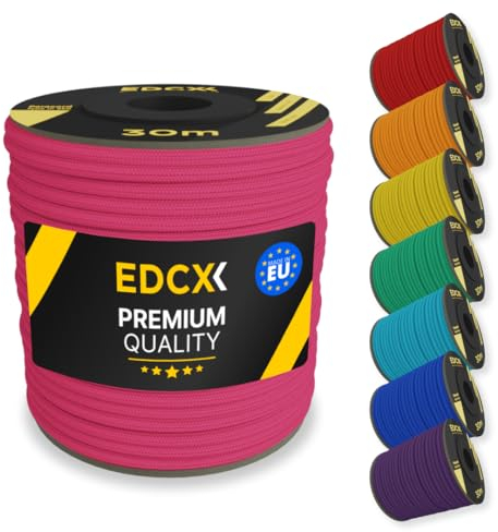 EdcX 4 mm Nylon Paracord 550 30 m (100 Fuß) – Typ III, 100% Nylonseil, 7-strängiges Seil, 4 mm Nylonseil in Volltonfarben (Sofit Pink, 30 m)