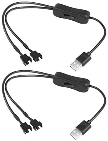 YACSEJAO 5V USB to Dual 4Pin/3Pin Fan Cable with ON/Off Switch USB PWM Fan Splitter Extension Cable 2Pack, 40cm