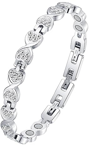 Jeracol Titanstahl-Magnetarmband für Damen, Infinite Love Design Damen-Magnetarmband mit extrem starken 3800 Guass-Magneten, mit Werkzeug zum Entfernen und Geschenkbox (Kristall)