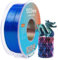 TEQStone Dreifarbig Silk PLA Filament 1.75mm 1KG, Hochglänzende Oberfläche, Nahtlose Farbübergänge, Sauber Gewickelt Maßgenauigkeit +/-0.02mm Vakuumverpackung Rot Blau Grün