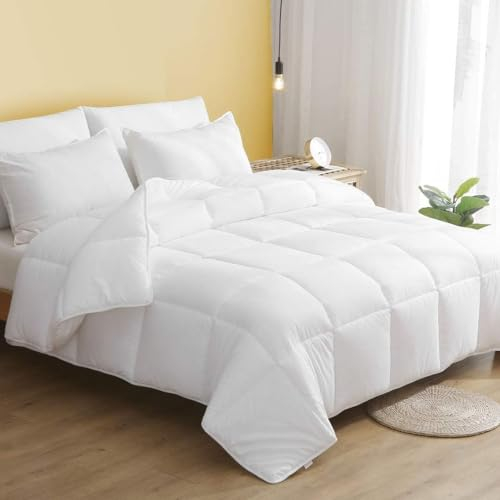 DWR Sommerdecke 155 x 220 cm, Leichte Bettdecke Sommer, 50% Recycelt Mikrofaser 180 GSM Füllung, Steppdecke Super Weiche, Ökotex 100 Standard, Weiß