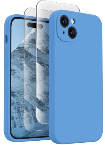 FireNova Designed for iPhone 15 Case, 6.1, Blue | Silicone Upgraded [Camera Protection] Phone Case, with Soft Anti-Scratch Microfiber Lining Inside