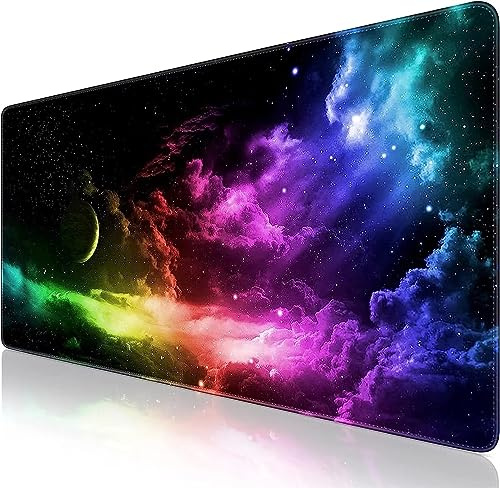 Ciel Étoilé Coloré Tapis de Souris Grand, 1000x500mm XXL Gaming Mouse Pad, Tapis de Souris Caoutchouc Naturel Antidérapant, Mouse Mat d'Ordinateur Durable pour Souris Claviers Gamer Bureau