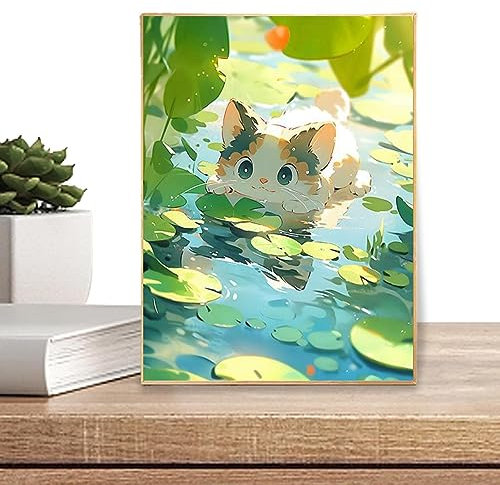 PW TOOLS Peinture numérique chat par numéros | Kit de peinture sur toile pour adultes, kits de peinture par numéros amusants et faciles pour débutants