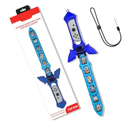 KOEBSHPE Sword Accessories for Nintendo Switch, Skyward Sword Accessories for Switch Sports/Legend of Zelda: Tears of the Kingdom/Skyward Sword HD, with 12 Switch Game Card Slots (Blue)