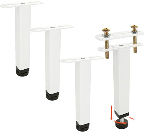 LDHHYH 4 Pack Bed Adjustable Legs, 7inch -9inch Furniture Support Leg, Heavy Duty Bed Center Frame Slat Leg, Metal Adjustable Bedlegs Sofa Legs Tablelegs for Replacement Parts, White
