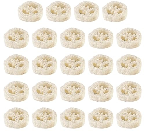 Natur Luffa Schwamm Seifenkissen,Regerly 24 Stück luffa schwammseifenablage luffa seifenablage Seifenkissen aus 100% Luffa schwamm luffaschwamm für Dusche Bad Küche Arbeitsplatte