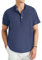 Enlision Camisas Lino Hombre Manga Corta Sin Cuello Mao Camisa Ibicenca para Hombres Azul Bruma Verano Casual Camisetas con Botónes Playa Ropa L