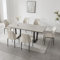 jiexi Modernes Esstisch-Set für 6–8 Personen,Tisch für platzsparend, rechteckig, Küchen-Esstisch für Zuhause, Familie (Ausziehbarer Tisch + 6 weiß Stühle)