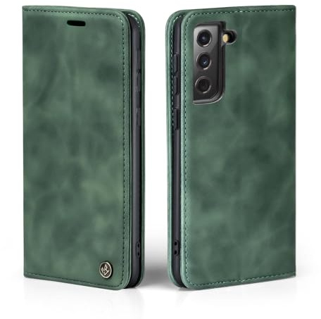 LBH Handyhülle für Samsung Galaxy S24+ in Grün mit Karten- und Geldfach Smartphone Hülle mit Standfunktion Flip Case Schutzhülle Magnetverschluss Vintage