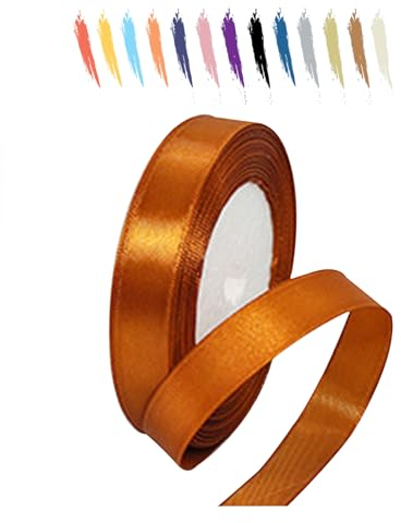 Braun 15mm Satinband 23 Meter, Polyesterband, verschönern Sie Ihre Bastelarbeiten und Feiern, ideal für Geschenkverpackungen, Dekorationen, Hochzeitsautoband, Bänder zum Basteln