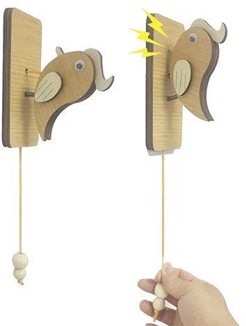SHANDADDY Creative Wooden Pecker Doorbell for Children's Room Door Decoration and Toy, Creative DIY Wooden Bell for Business (Yellow Wood)