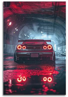 Vintage-Sportwagen-Poster für Skyline GT-R R34 Rennwagen, dekorative Leinwand, Familienschlafzimmer, Kunstwerk, Bild, Gemälde, 50 x 75 cm