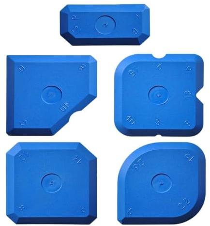Set di 5 Strumenti per Calafataggio Blu, Kit di raschietto spatola per sigillante, Spatola per giunti per silicone e acrilico,per calafataggio raschietto per pavimenti raschietto in silicone spatola