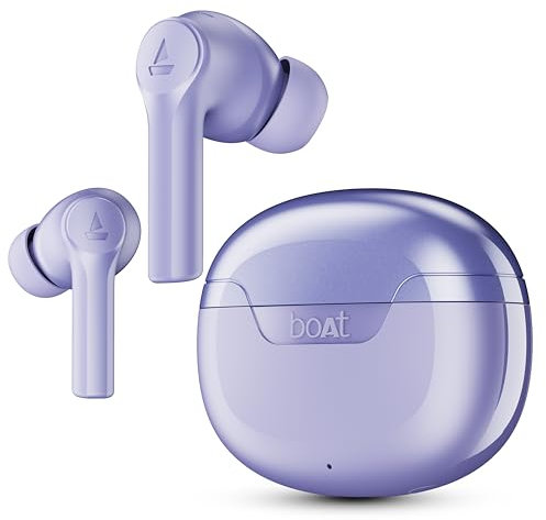 boAt Airdopes 300 w/ 4 Mics AI-ENx, Cinematic Spatial Audio, 50HRS Playtime, Multipoint Connection, ASAP Charge, Hearables App, IPX4, BT v5.3 Truly Wireless in Ear Ear Buds, TWS Earbuds (Purple Haze)