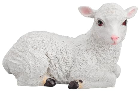 Cyrank Garten-Schaf-Statue, Garten-Ornamente, Lamm-Gartenfigur, Outdoor-Skulptur, Dekoration, Niedliche Schaf-Gartenstatue Für Draußen Und Drinnen(Liegendes Schaf)