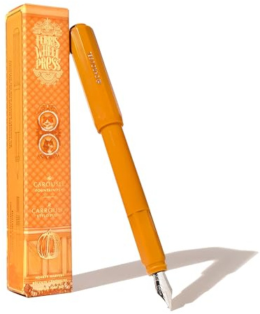 Ferris Wheel Press , Carousel Fountain Pen, Acrylic blend body, Air-sealed click locking cap, Hearty Harvest, Orange, Fine Nib
