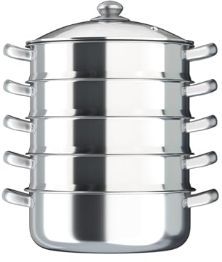 Dampfkocher Gardampftopf Edelstahl Mantykocher Dampfgarer Dampfkochtopf Induktion Schongarer Dampf Kochtopf Gemüse Kartoffeldämpfer Steamer 5-lagiger Suppentopf Set 30cm