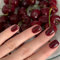 Boloshine 24Pcs Press on False Nails, Solid Color Glossy French tip False Nails Short Square Fake Nails, Full Cover Acrylic Stick on Nails French Manicure for Women and Girls (Cherry Red)