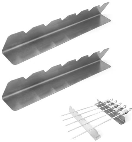 Grill Spieße Rack,Grill Spieße Rack für 6 Spieße,Grillspießhalter aus Edelstahl,Grill Spieße Rack,Kabob Grillrost,Spießständer für Grill,für Outdoor Camping und Wandern,2 Stück