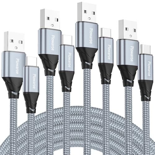 4Pack 2M/2M/2M/2M USB C Charger Cable Type C to Type C Cable Nylon Braided Fast Charging for iPhone 15 Plus Pro, Samsung Galaxy S24/S23/S22, Huawei P40/P30, Google Pixel (grey)