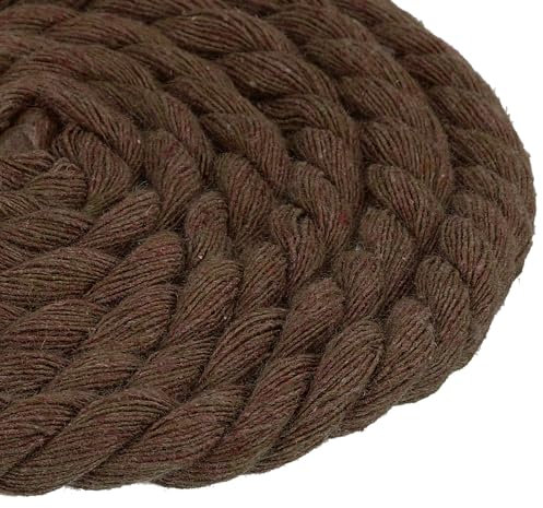 sourcing map Twisted Cotton Rope, 8mm x 11Yards Natural Cotton 3 Strand Twisted Macrame String Cotton Cord for Wall Hanging Plant Hangers DIY Craft Decorative Projects (Chocolate)