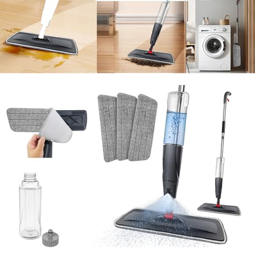 Flash Speed Mop - Mopa de microfibra con 3 almohadillas intercambiables, mopa húmeda y seca, con depósito de 700 ml y cabezal giratorio de 360 ° para suelos laminados y hogar